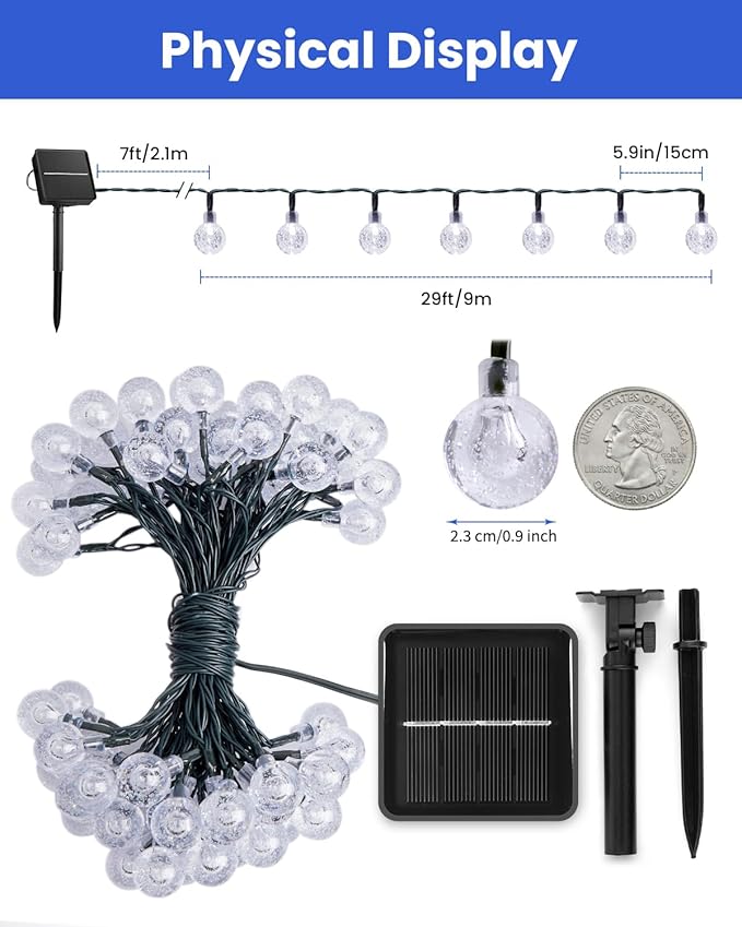 Brightown Solar String Lights Outdoor 60 Led 35.6 Feet Waterproof Solar Powered - Image 2