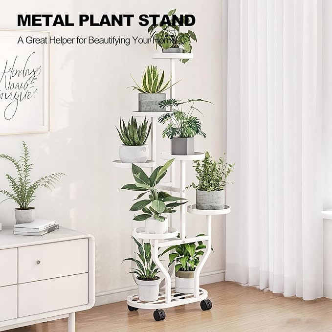 Plant Stand with Wheels 6 Tier Metal Flower Shelf - Image 7