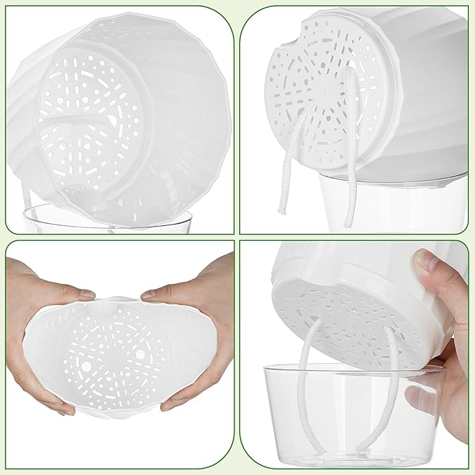 KIMCHOMERSE Self Watering Plant Pots, 6 Inch Plant Pots White, 3 Pack Flowers - Image 3