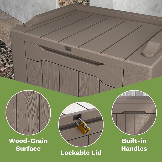 Patiowell 30 Gallon Resin Deck Box, Outdoor Storage Box - Image 4