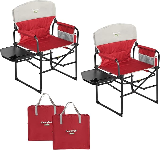 SUNNYFEEL Camping Directors Chair, Heavy Duty, Oversized Portable Folding Chair by SunnyFeelCamping