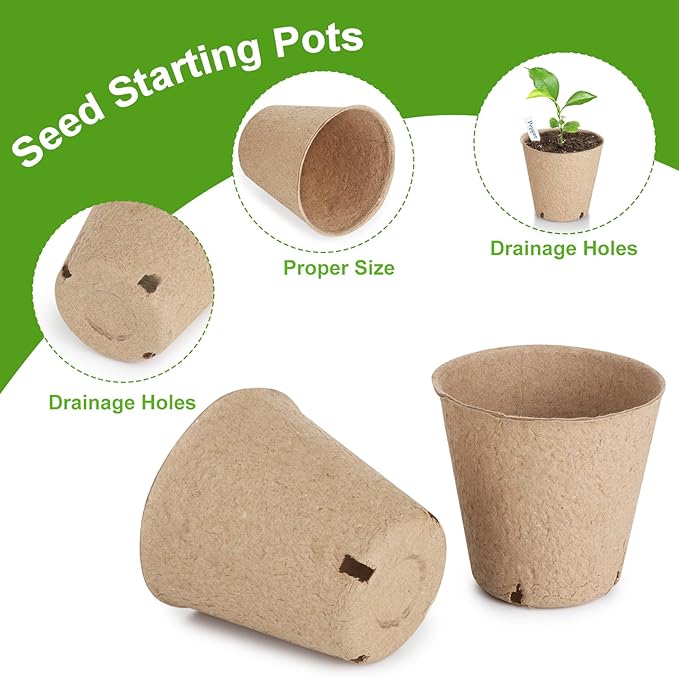 132 Pack Organic Peat Pots, 3.15 Inch Nursery Pot, Round Plant Seedling Pots - Image 2