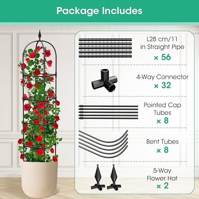 2 Pack Garden Obelisk Trellis for Climbing Plants, Tower Potted Cages for - Image 7