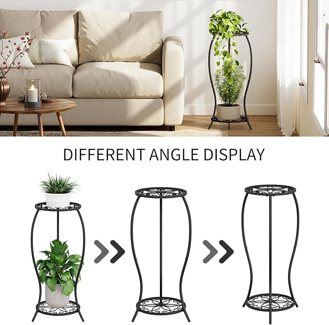 Plant Stand Indoor Outdoor, 2 Tier Metal Tall Plant Stand, Flower Pot Stand - Image 8