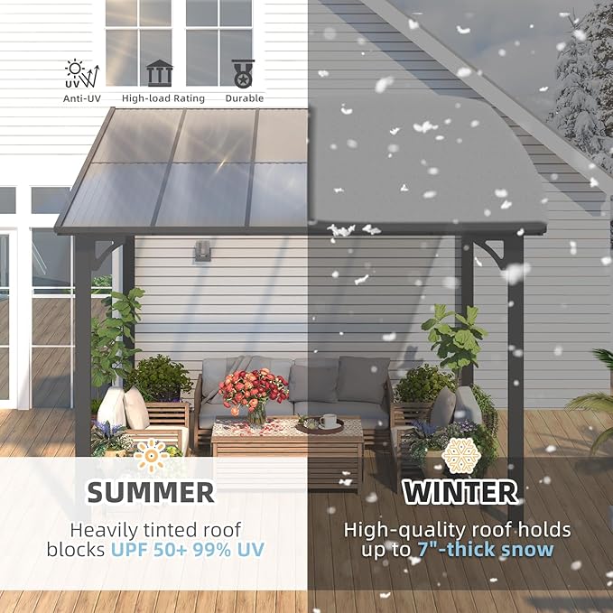 AECOJOY 10' x 24' Gazebo for Patio, Large Wall-Mounted Hard Top Lean-to Gazebo - Image 4