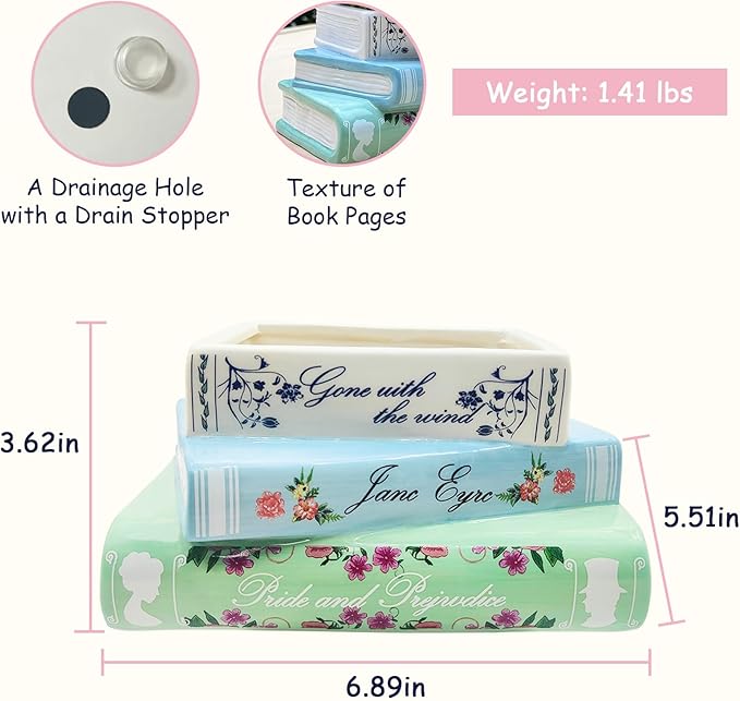 Small Book-Shaped Decorative Planter - Image 2