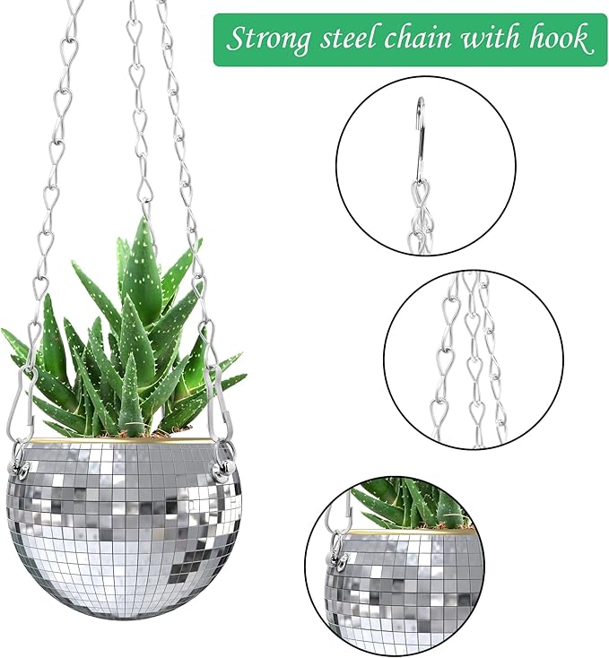 moonoom 2 Pcs Hanging Disco Ball Planter - Image 3