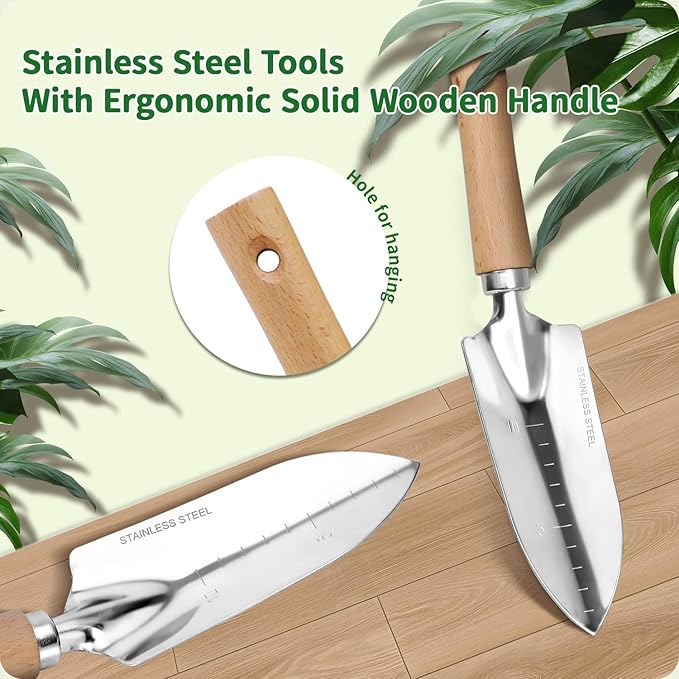 Garden Tool Set, 10 Piece Garden Kit, Heavy Duty Stainless Steel Gardening Hand - Image 8