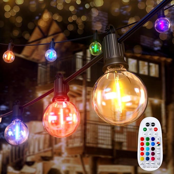 Brightown RGBW Outdoor String Lights, 58FT LED Patio Lights by Brightown