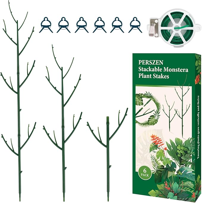6 Pack Stackable Monstera Plant Support, Plant Stakes by PERSZEN