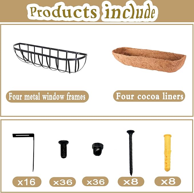 4pack 16-inch Window Sill Window Railing Planters - Image 4