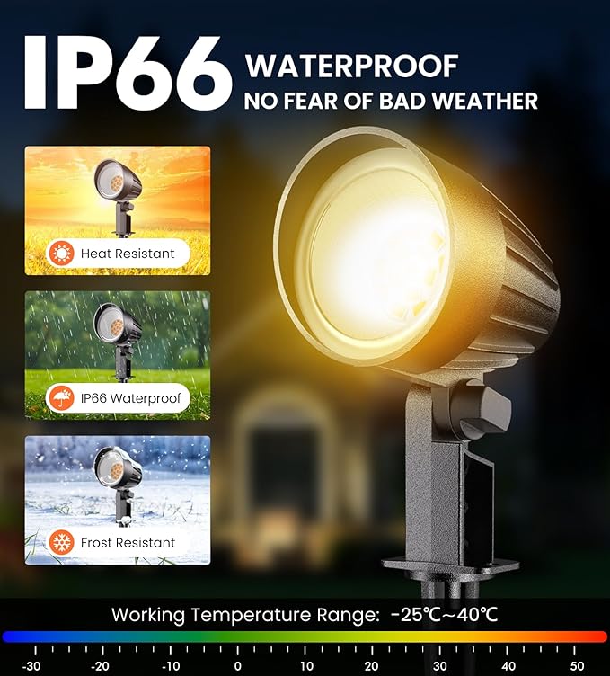 MEIKEE 12W Landscape Lighting, 120V 2700K Warm White LED Garden Lights - Image 3