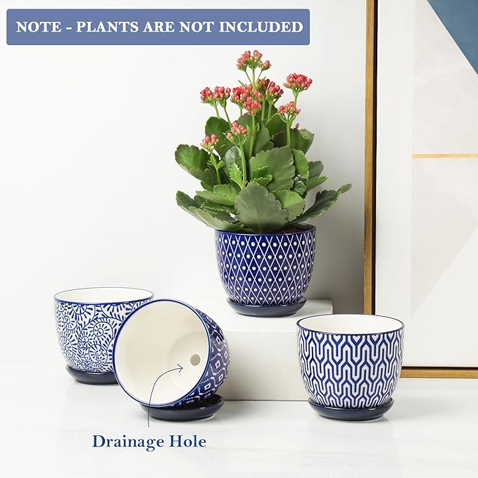 Selamica Ceramic Plant Pots, 4.6 Inch Flower Pots - Image 4