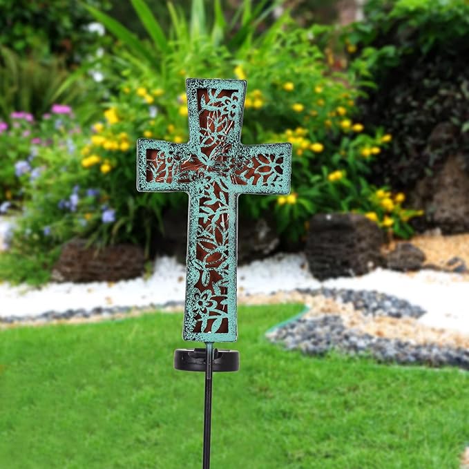 Solar Cross Garden Stake Lights 38inch Outdoor Waterproof Memorial Garden Decor - Image 7