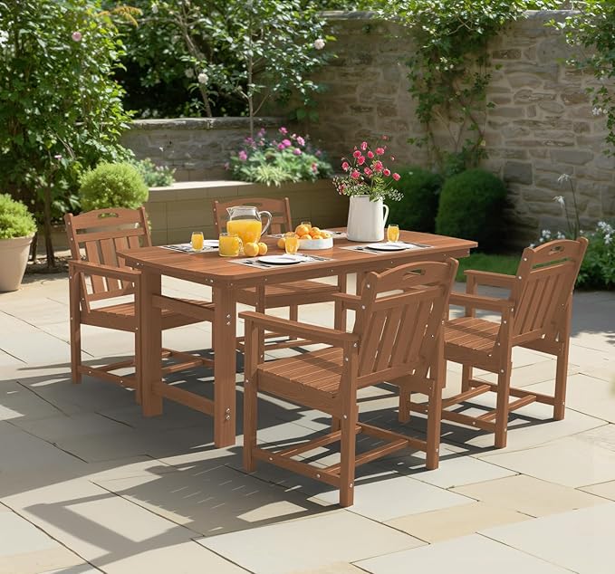 Ciokea Outdoor Patio Dining Chair Set of 2, HDPE Porch Chairs - Image 7