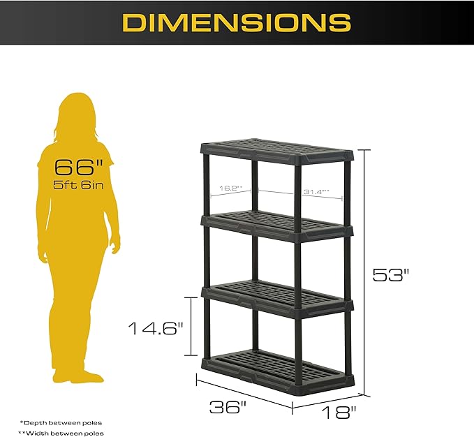 CENTREX CX 4-Tier Heavy Duty Plastic Storage Shelves that Support up to - Image 2