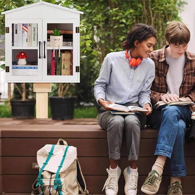 Outdoor Library Outdoor Book Box Storage Small Wooden Cabinet Little Literature - Image 6