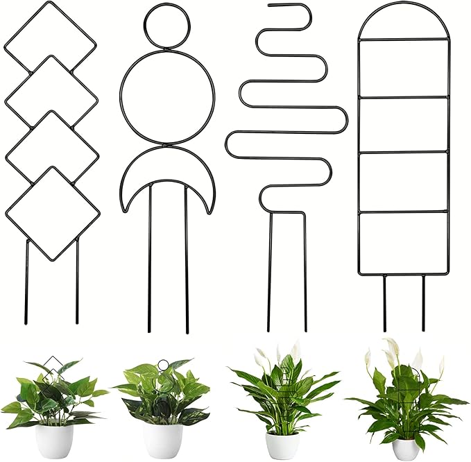 4 Pcs Mini Metal Trellis for Potted Plants, Climbing Support for Hoya Vines by Unknown