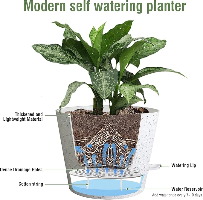 12 inch Large Self Watering Pots, Plant Pots - Image 4