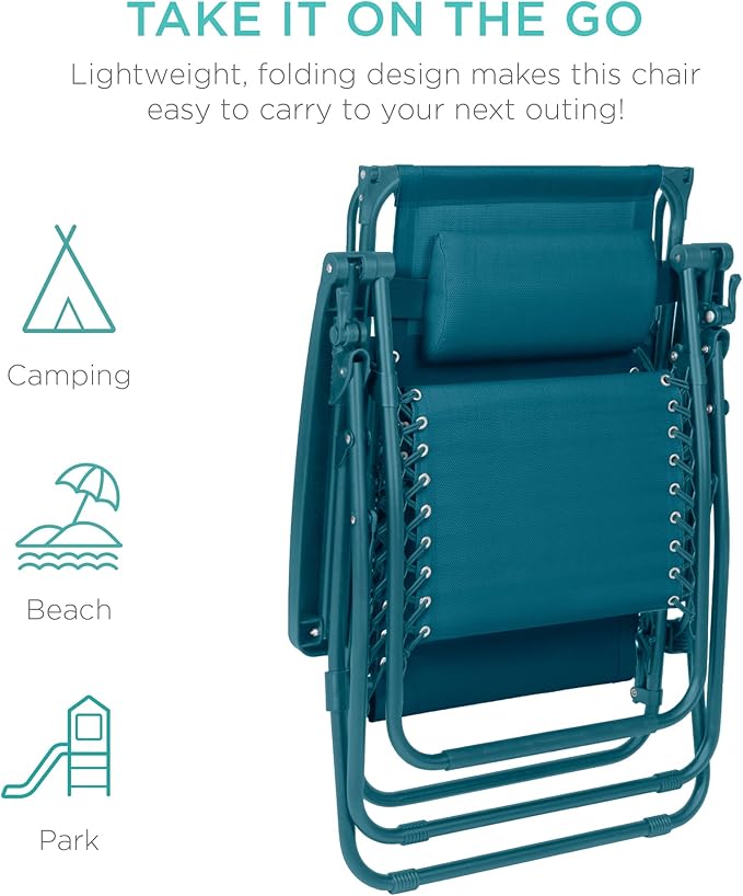 Best Choice Products Folding Zero Gravity Outdoor Recliner Patio Lounge Chair - Image 7
