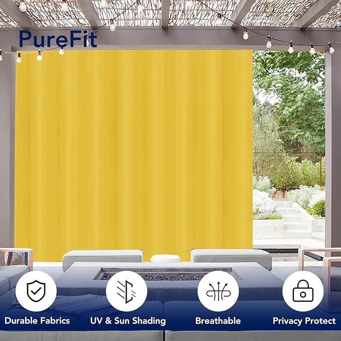 PureFit Outdoor Curtains for Patio Waterproof Weatherproof, UV Resistant - Image 3
