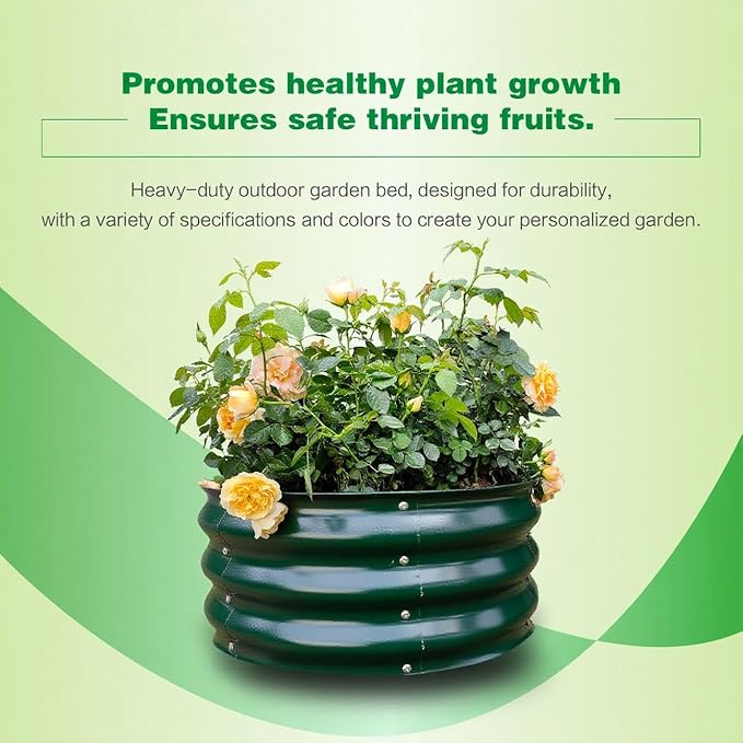 GARDMAX 2x2x1FT Galvanized Round Raised Garden Bed Kit, Metal Planter Boxes - Image 5