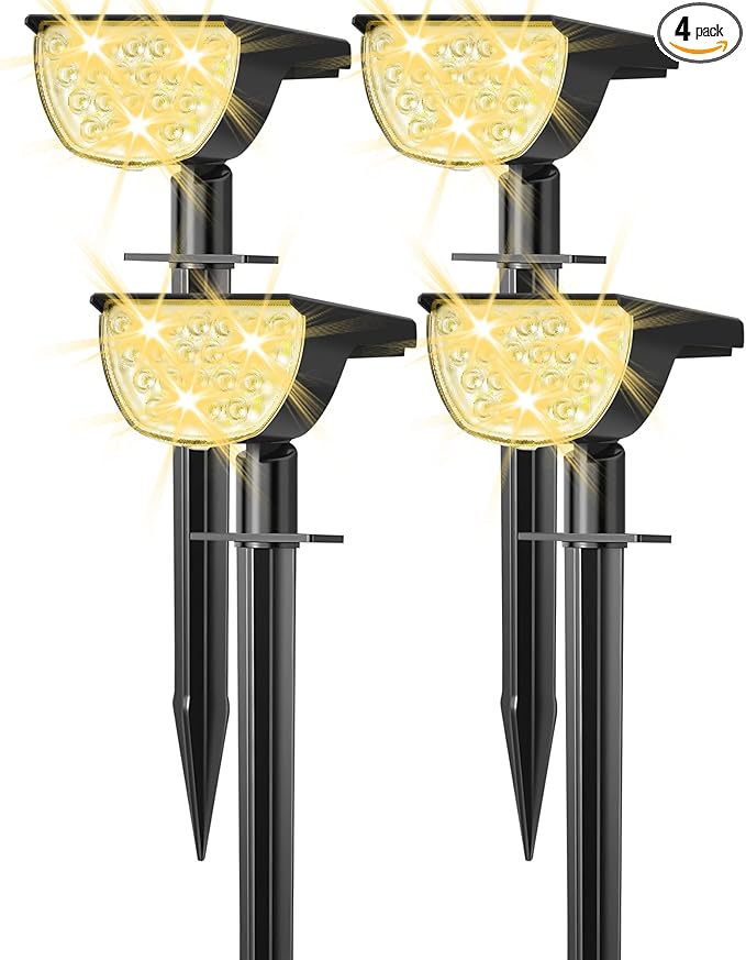 Solar Lights Outdoor Waterproof IP65, Solar Powered 76 LED 3 Lighting Modes by GKGG