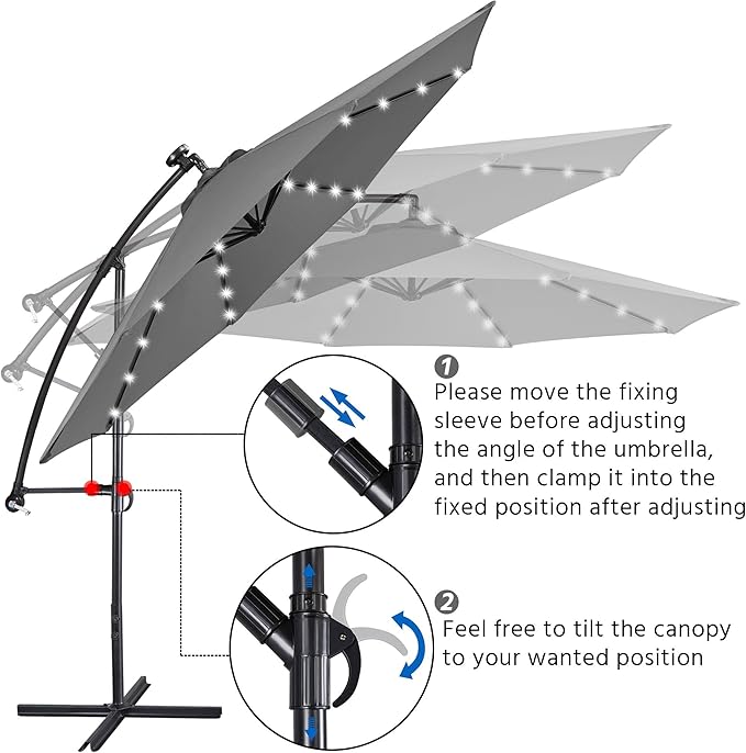 Yaheetech 10FT Solar Offset Umbrella - Image 4