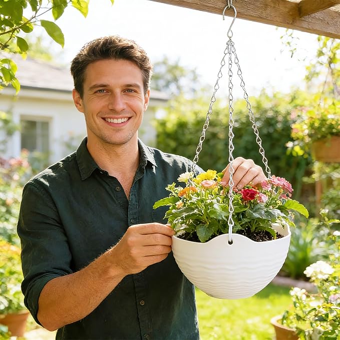 Bvrbaory 8 Pack Hanging Planter Pots, Self-Watering Flower Pot - Image 7