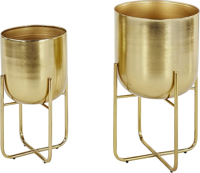 Deco 79 Metal Indoor Outdoor Planter Brushed Dome Large Planter Pot by Deco79