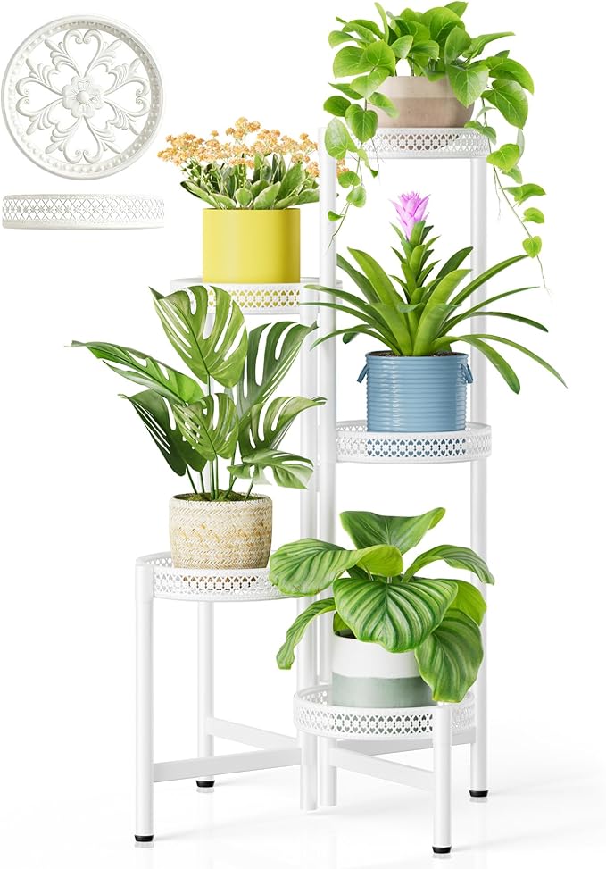 Metal Plant Stand Indoor Outdoor, 5 Tier Tall Flower Pot Holder Potted Display by Unknown