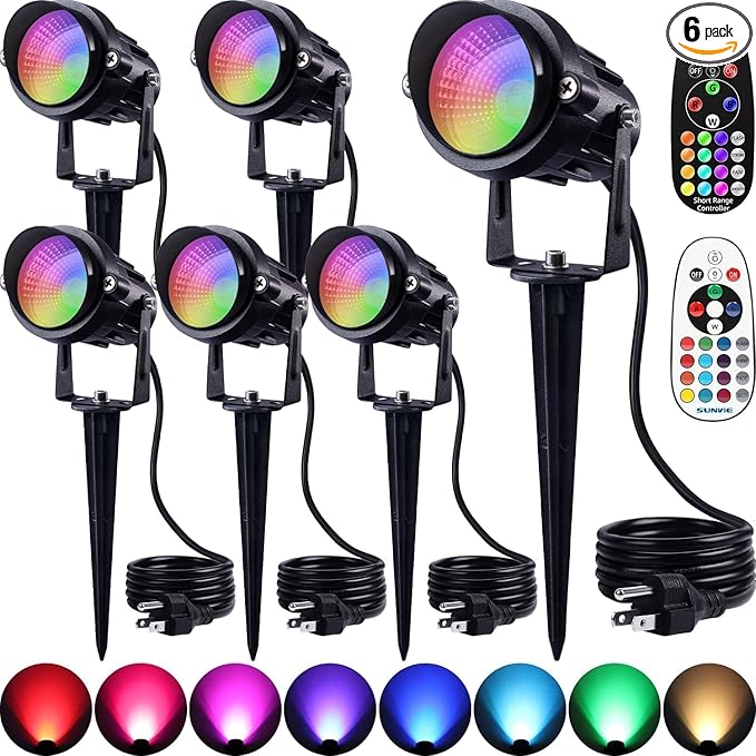 SUNVIE RGBW Spot Lights Outdoor Color Changing Landscape Lighting 12W LED by SUNVIE