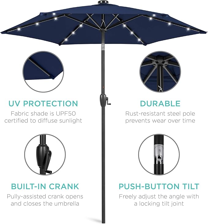 Best Choice Products 7.5ft Outdoor Solar Market Table Patio Umbrella - Image 5