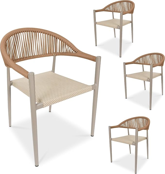 TWT Patio Dining Chairs Outdoor Stackable Dining Chairs by TWT