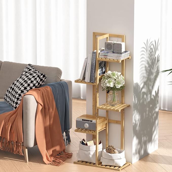 Laiensia Bamboo 5 Tier 6 Potted Plant Stand Rack Multiple Flower Pot Holder - Image 3