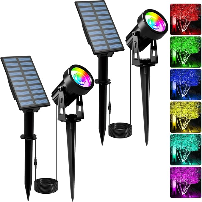 T-SUNUS RGB Solar Landscape Spotlights Christmas, Color Changing Spot Lights by T-SUNUSLighting