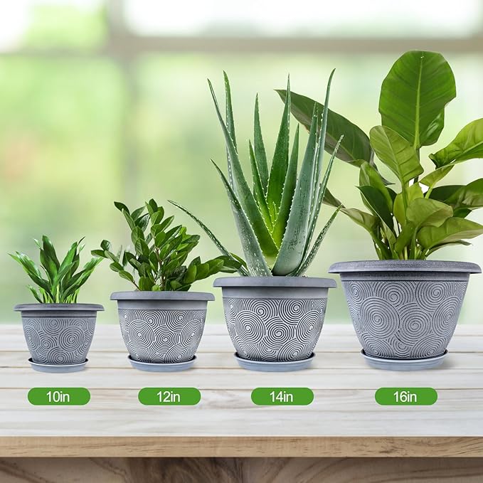 16 Inch Large Planter Pot for Plants Indoor Outdoor, 4 Pack Plastic Flower Pots - Image 6