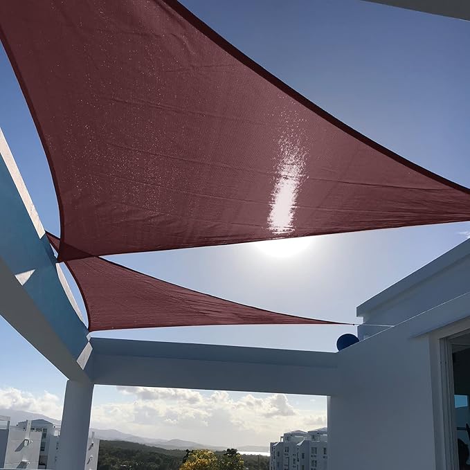 SUNNY GUARD Sun Shade Sail 10'x10'x10' Triangle Brown UV Block Sunshade by SUNNYGUARD
