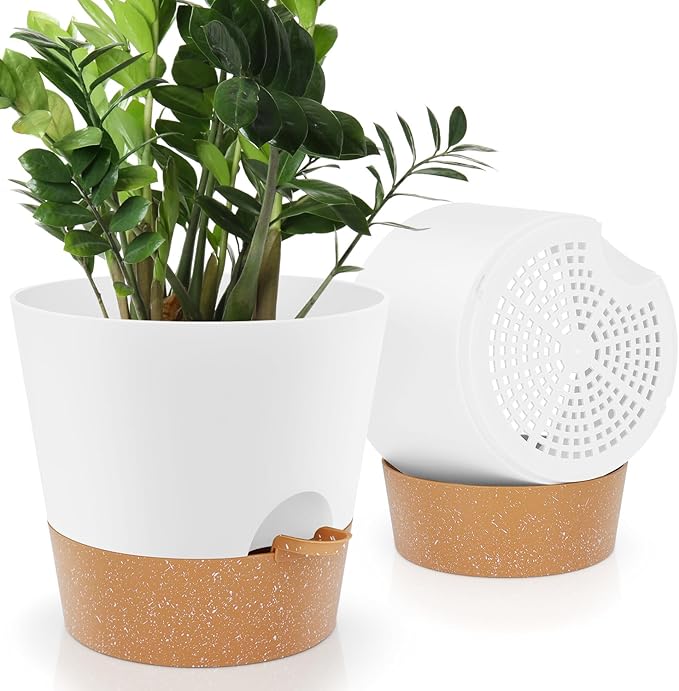 10 inch Plant Pots, Self-Watering Planters by AFamilyofGardenLovers