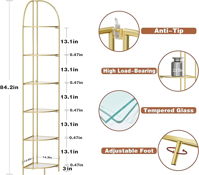 Crofy Foldable 6 Tier Corner Shelf, Metal Corner Plant Stand - Image 3