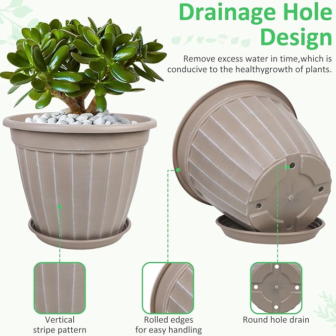 FGstyle 12 Inch Pots for Plants, 4 Pack Tall Planters, Large Flower Pots - Image 4