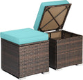 RELAX4LIFE Wicker Outdoor Storage Ottoman, 2-Piece Rattan Footstool w/Removable by RELAX4LIFE