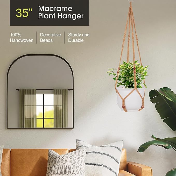 RIFNY Macrame Plant Hanger for 5 to 10 Inch Plant Pots, 35 Inch Woven Rope - Image 2