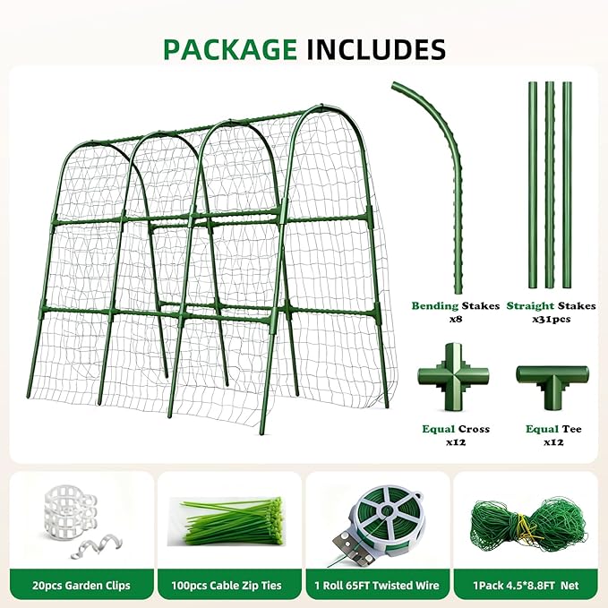Cucumber Trellis for Raised Bed, U-Shape Garden Arch Metal Support for Climbing - Image 6