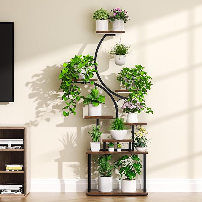 Plant Stand Indoor with Grow Light, 8 Tiered 66" Tall Plant Shelf, Corner Large - Image 8