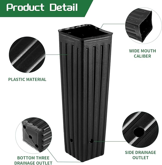50 Pcs Plastic Deep Nursery Treepots, 9.8" Tall Nursery Tree Pots, Flower Plant - Image 5