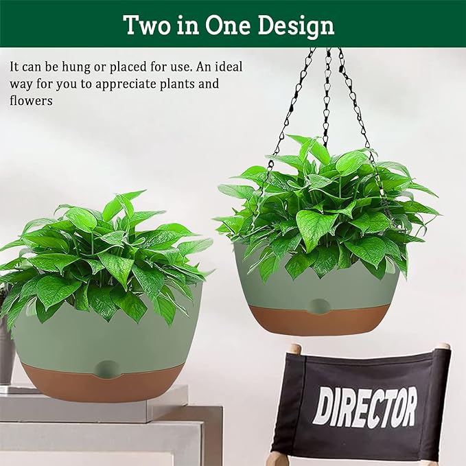 Hanging Planter Self Watering 10 Inch, 2 Pack Indoor Outdoor Hanging Baskets - Image 7