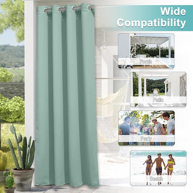 NICETOWN Outdoor Curtain for Patio Waterproof Extra Wide 100 in, Sun Blocking - Image 6