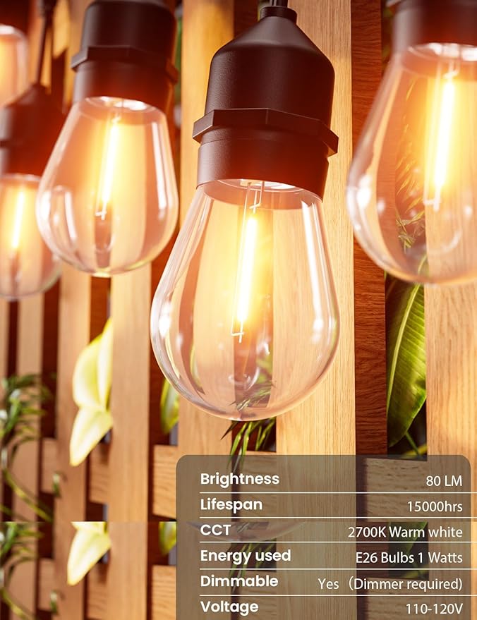 Svater Outdoor Led String Lights 25 FT, Patio Lights - Image 4
