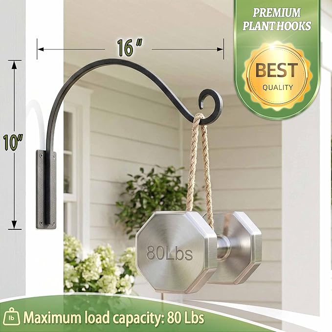 Qiang Ni Heavy-Duty Plant Hanger Outdoor: 16-Inch 80 lbs Hanging Plant Hooks - Image 4